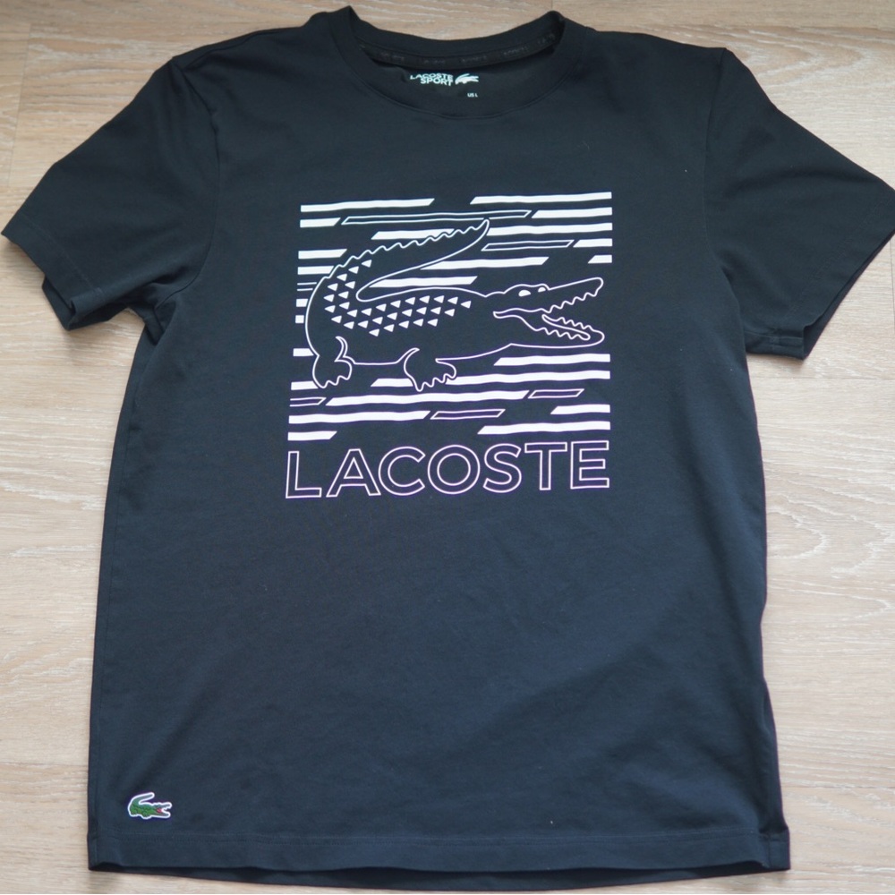 Lacoste Men’s T-Shirt Black and White Large
